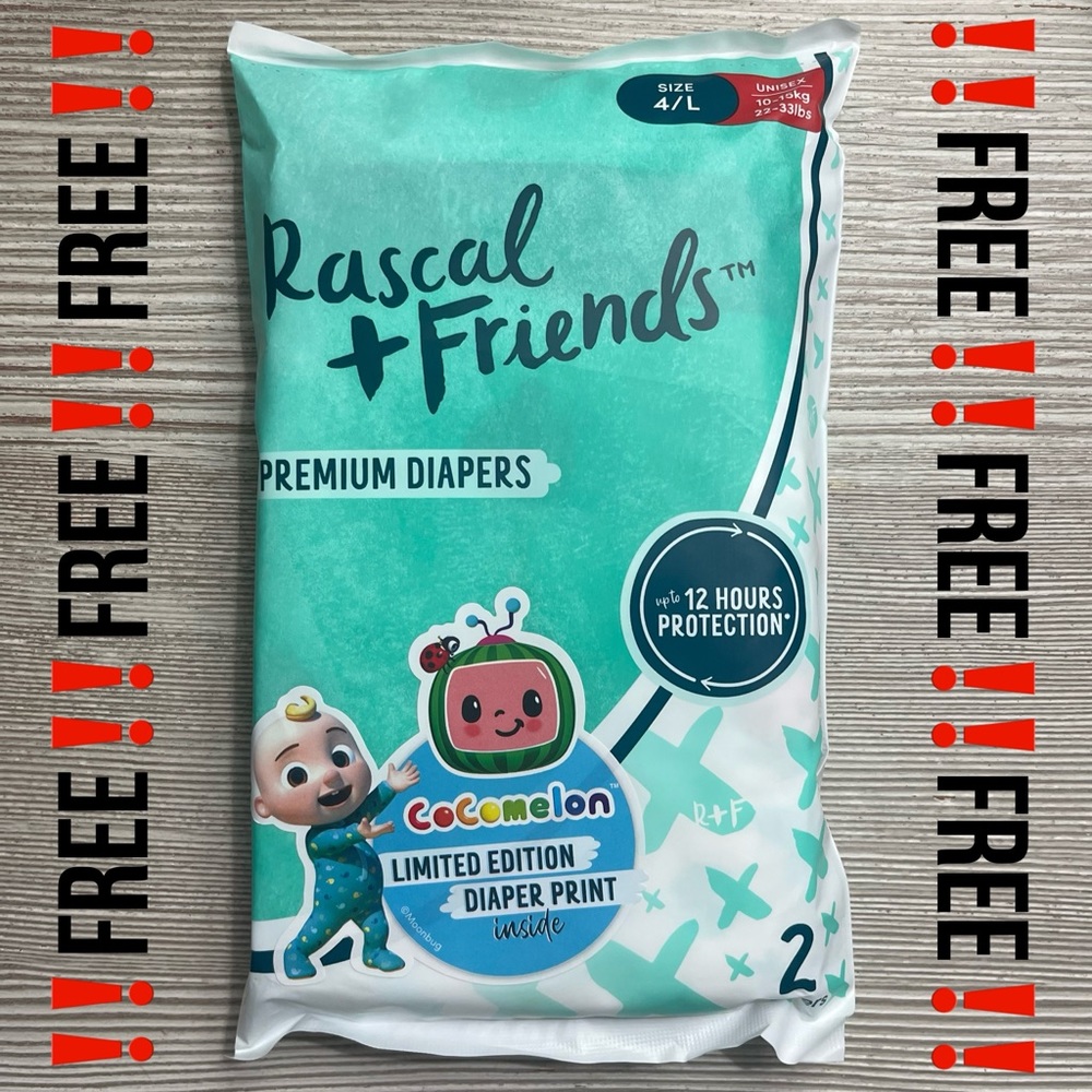 ‼️FREE‼️Rascal + Friends Diapers ⭐️SIZE 4/L⭐️